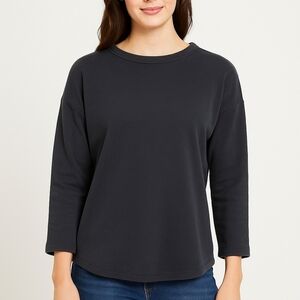 Everlane Black Crewneck scuba knit sweater
